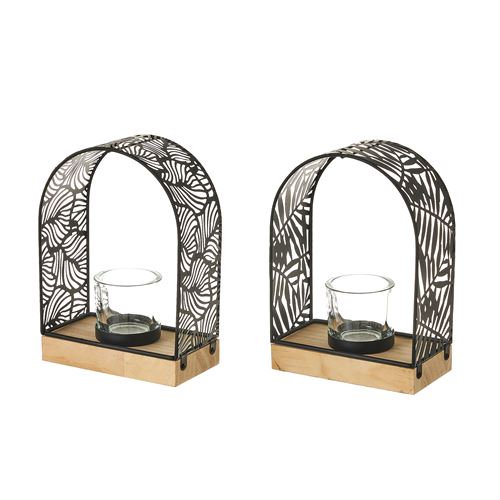 802936 CASTIÇAL METAL MDF 15,3X8X21,1CM  2MODELOS
