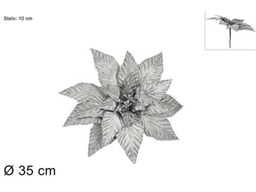 PINZONE POINSETTIA VELLUTO 35CM SILVER