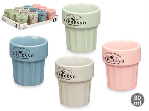 16801 COPO CAFE CERAMICA CORES PASTEL 80ML 4CORES