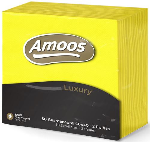 GUARDANAPOS LUXURY AMARELO 2F 40X40 50un (cx24)