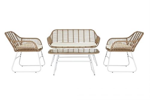 MB-192451 SOFÁ SET 4 RATTAN SINTÉTICO METAL 124X74X84