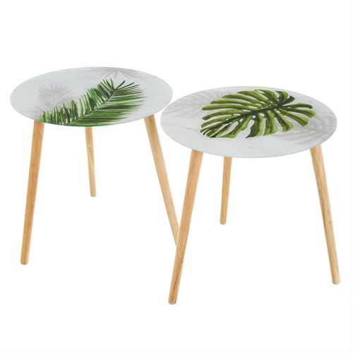 803035 MESA 2/M CRISTAL-MADEIRA 40 X 40 X 40 CM