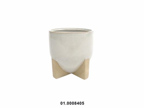 VASO CREME CERÂMICA GRES 13X13CM