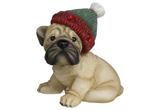 172491 FIGURA CÃO DE NATAL 4 LED C/CHAPEU  18X16X22 CM