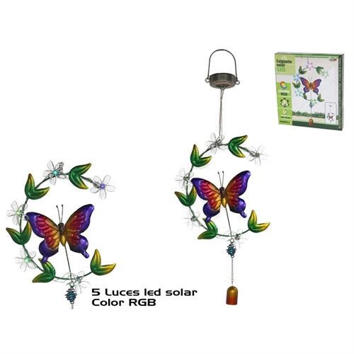 218526 PENDENTE SOLAR 5LED BORBOLETA 26X9X74,5 CM
