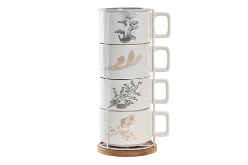 PC-200323 CHAVENA CAFÉ SET 4 DOLOMITE METAL 11X14X27 260 ML BEGE
