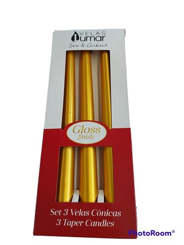 V.LUMAR CJ.3 VELAS CILINDRICAS DOURADAS 50G