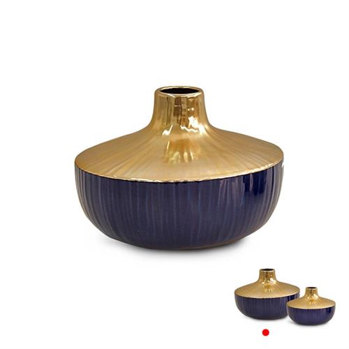 11835670 JARRA DEC. CERAMICA AZUL/OURO 26X26X18CM SG12247A