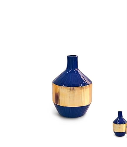 11835664 JARRA DEC CERAMICA AZUL/OURO 19X19X31CM SG12244A