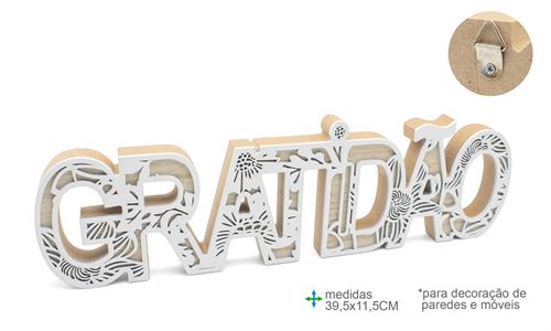 BD-78439 PALAVRA DEC MDF 39,5X11,5CM GRATIDÃO