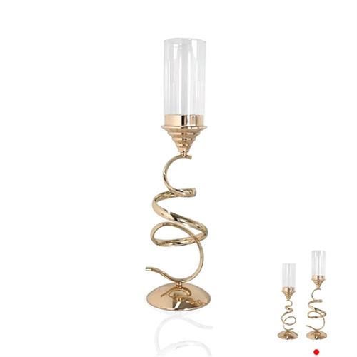 80506398 CASTIÇAL DOURADO METAL E VIDRO 16X16X61CM 166208