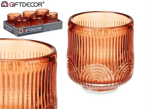 93716 SUPORTE VELAS RISCAS 7CM VIDRO
