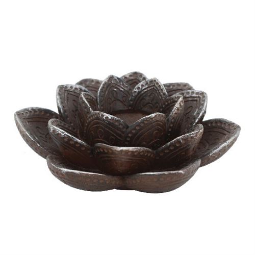 TR-75903 Porta Vela Flôr de Lótus Resina 15,5x17x6,5cm