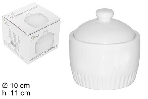 110827 AÇUCAREIRO CERÂMICA BRANCO C/TAMPA 10x10x11cm