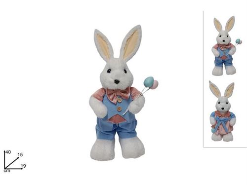 241104 COELHO PASCOA ROUPA VELUDO 43CM 2 SORT