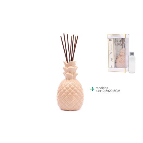 AM-76085 AMBIENTADOR MIKADO CERAMICA ABACAXI CREME 14x10,5x29,5cm