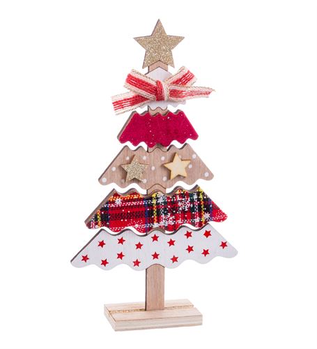 721056 ARVORE NATAL C/TECIDO E MADEIRA 15,2X5,4X2,3CM