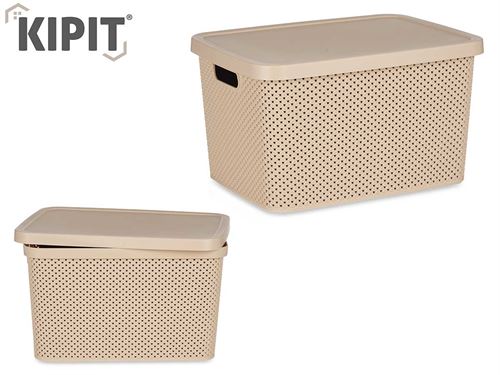 86652 CESTO ORG PL 19L C/TAMPA 39 x 28 x 22 cm