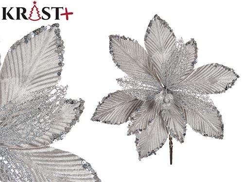 98272 FLOR DECORATIVA NATAL PEQ PRATEADA