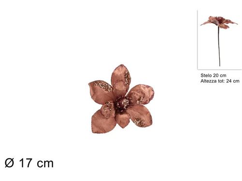 073040 FLOR NATAL GLITTER 24CM ROSA