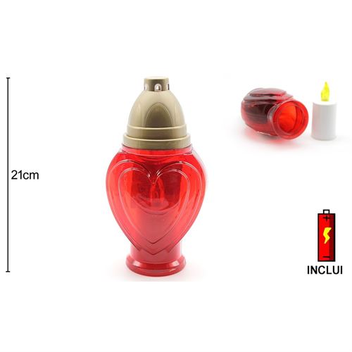 VE-70111 VELA LED CANDEEIRO CORAÇAO VERMELHO