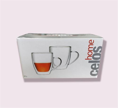 31662 CANECAS VIDRO DOUBLE WALL SET2 8,5X12X10CM