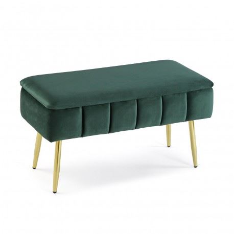 22050054 BANQUETA VELUDO VERDE 79,5X37,5X42CM