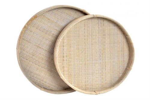 BD-186396 BANDEJA SET 2 RATTAN 50,5X46X5,5 DECORAØ O NATURAL