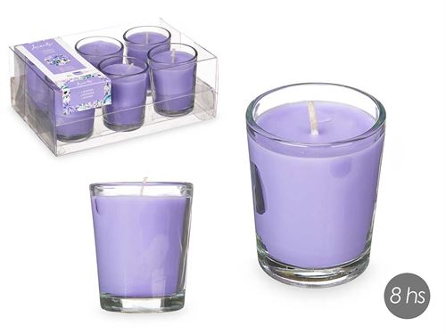 92436 CONJ 6 VELAS COPO VIDRO LAVANDA