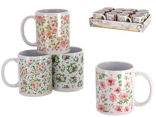 CANECA CERAMICA FLORAL 330ML