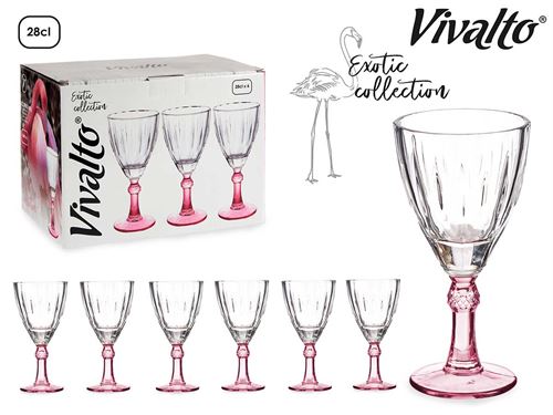 78066  COPO VIDRO ROSA 275ML PK6