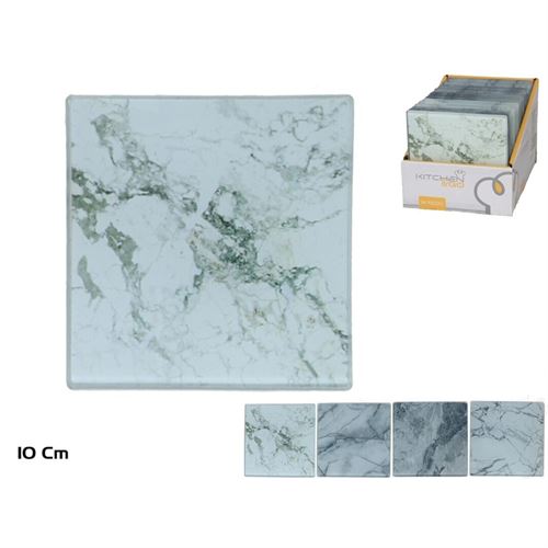 279039 SUPORTE PARA COPOS QUADRADO DE VIDRO 10X10CM 4 SORT.