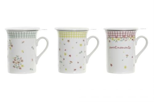 PC-194422 CANECA CHÁS PORCELANA INOX 11X8,5X11 280ML 3 MOD