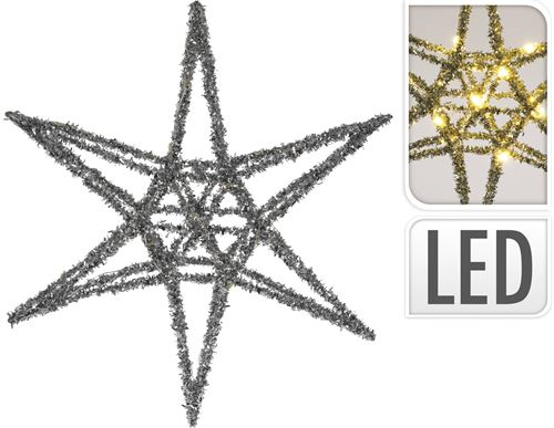 AMZ102210 ESTRELA NATAL LUMINOSA PRATA 30CM 20 LED