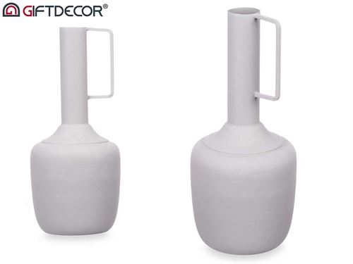 90898 JARRA AÇO DECORATIVO RECTANGULAR CINZA CLARO 29CM