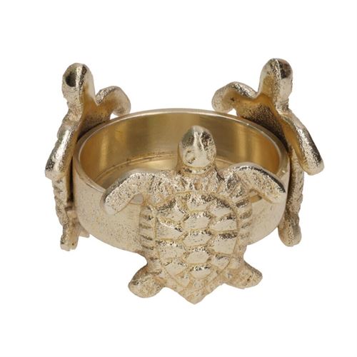 375342 PORTA VELA TARTARUGA 5X5X6CM OURO