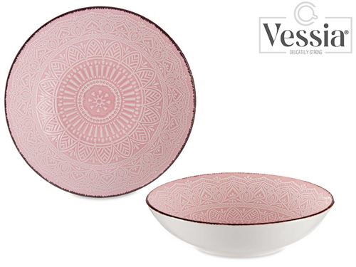 90004 PRATO FUNDO RELEVO ROSA 20CM