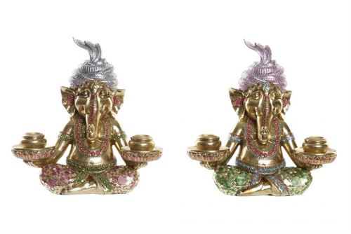 FIGURA RESINA 22,5X12,5X23 GANESHA DOURADO 2MOD