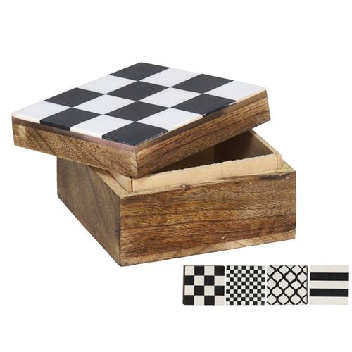 182315 CAIXA MADEIRA DECORADA 10.00 X 10.00 X 5.80 CM