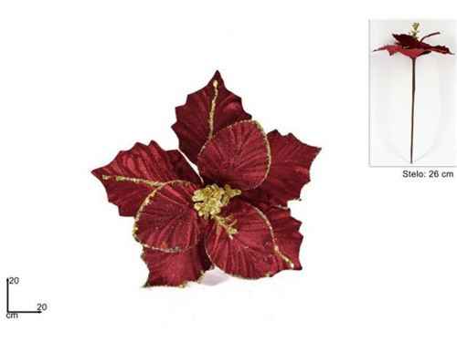 FLOR 2CM C/ GLITTER BORDEAUX/ORO BMA-50/B-GOLD