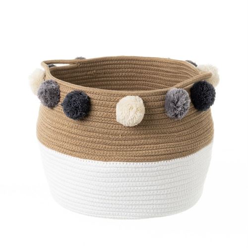 136791 CESTA CORDA BLANCO-BEIGE 38X26CM