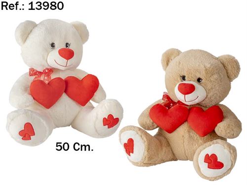 13980 URSO CORAÇOES 50CM 2CORES