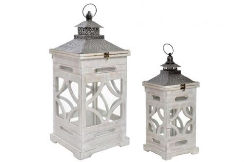 FA-186421 LANTERNA SET 2 ABETO VIDRO 26,5X26,5X65