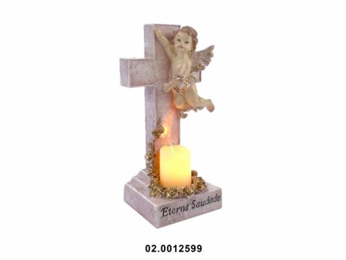 02.0012599 MARFINITE -ANJO C/DIZERES COR ROSA OURO 14X12X30CM
