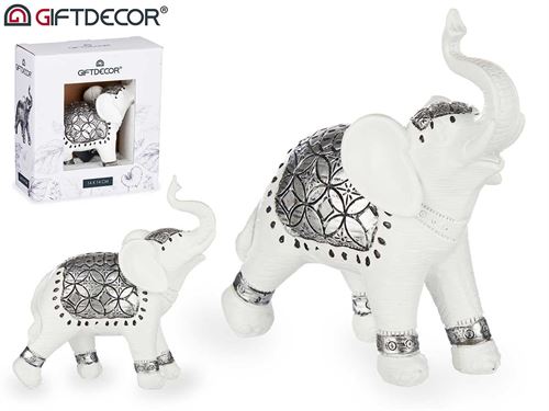 77929 ELEFANTE RESINA PEQUENO BRANCO 5,5 x 14 x 15 cm