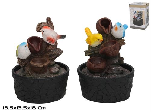 556468 FONTE CASAL PASSAROS LED FRIO 13,5X18CM