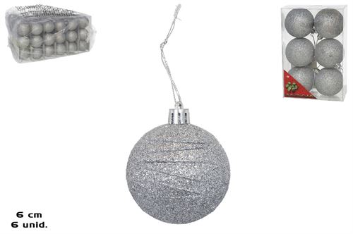 8317 SET6 BOLAS NATAL PRATA 6CM