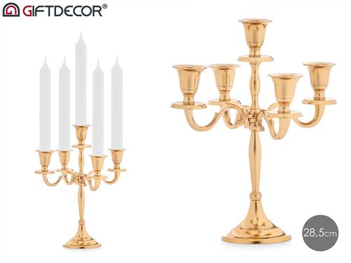 91455 CASTIÇAL METAL OURO 5 VELAS