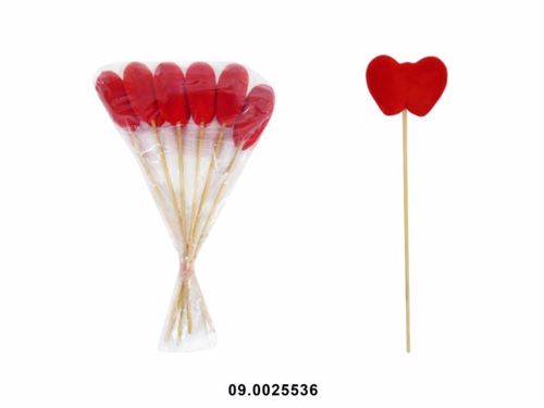 09.0025536 CORAÇÕES VERMELHOS C/PAU 20CM (6UN)