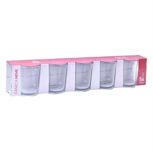 424510 CANECA VIDRO NEMI 228ML 5UN SK 424-51 CX12